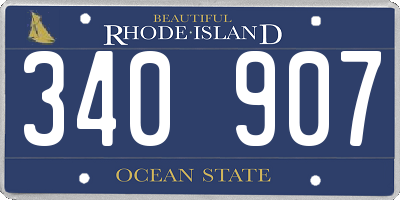 RI license plate 340907