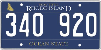 RI license plate 340920