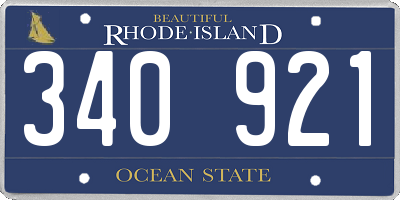 RI license plate 340921