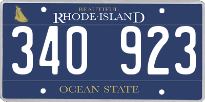 RI license plate 340923