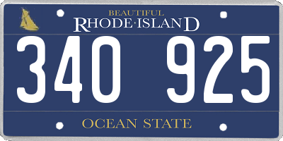 RI license plate 340925
