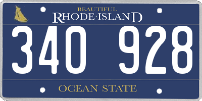 RI license plate 340928