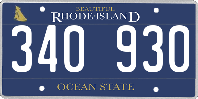 RI license plate 340930