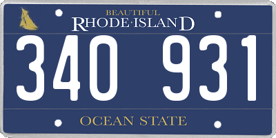 RI license plate 340931