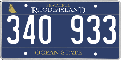 RI license plate 340933