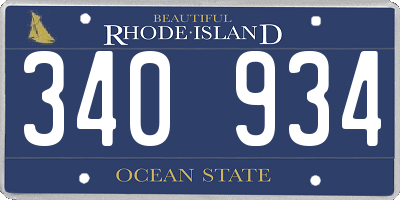 RI license plate 340934