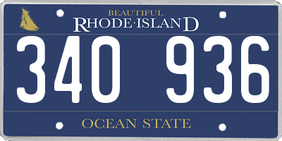 RI license plate 340936