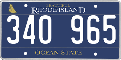 RI license plate 340965