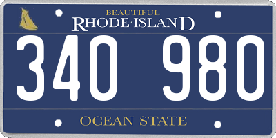 RI license plate 340980