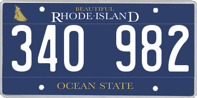 RI license plate 340982