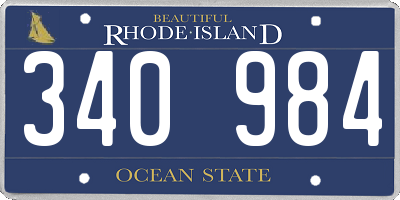 RI license plate 340984