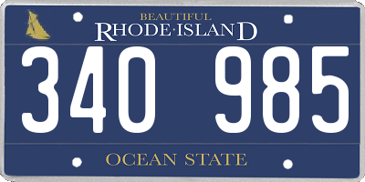 RI license plate 340985
