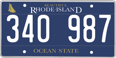 RI license plate 340987