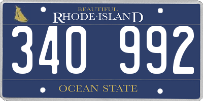RI license plate 340992