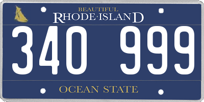RI license plate 340999