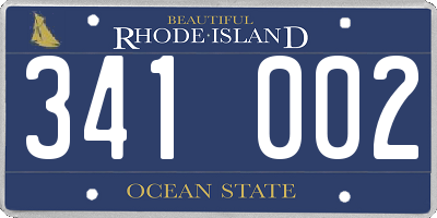 RI license plate 341002