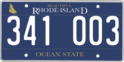 RI license plate 341003