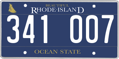 RI license plate 341007