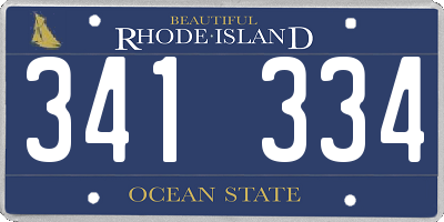 RI license plate 341334