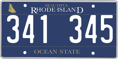 RI license plate 341345