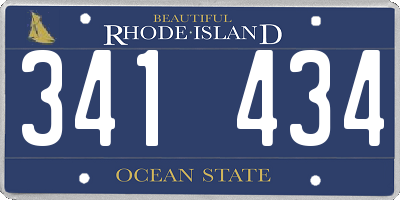 RI license plate 341434