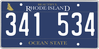 RI license plate 341534
