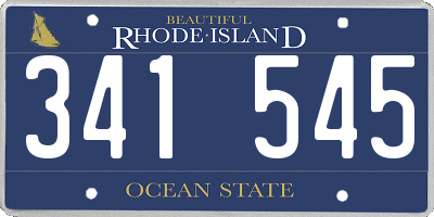 RI license plate 341545