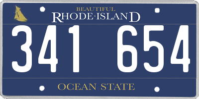 RI license plate 341654