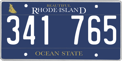 RI license plate 341765