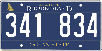 RI license plate 341834