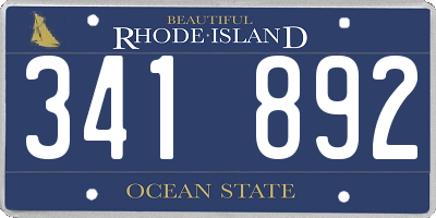 RI license plate 341892