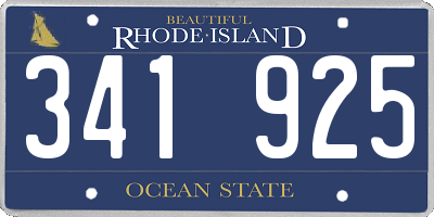RI license plate 341925