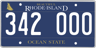 RI license plate 342000