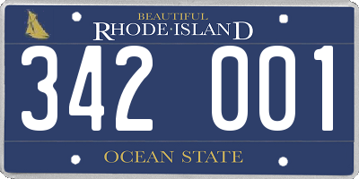 RI license plate 342001