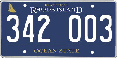 RI license plate 342003