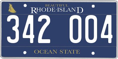 RI license plate 342004