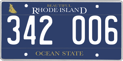 RI license plate 342006