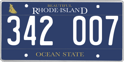 RI license plate 342007