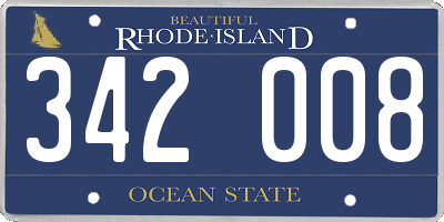 RI license plate 342008