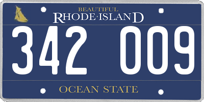 RI license plate 342009