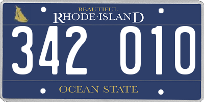 RI license plate 342010
