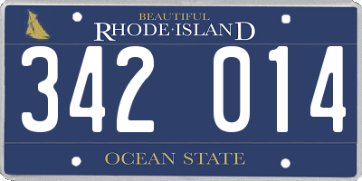 RI license plate 342014