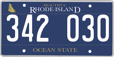 RI license plate 342030