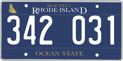 RI license plate 342031