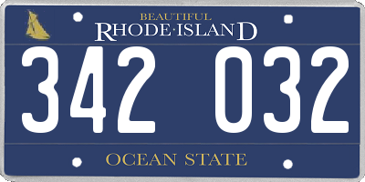 RI license plate 342032