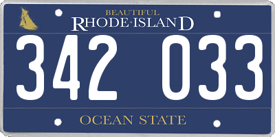 RI license plate 342033