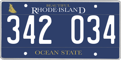 RI license plate 342034