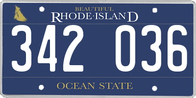 RI license plate 342036