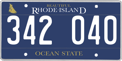 RI license plate 342040