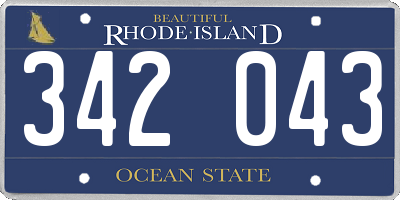 RI license plate 342043